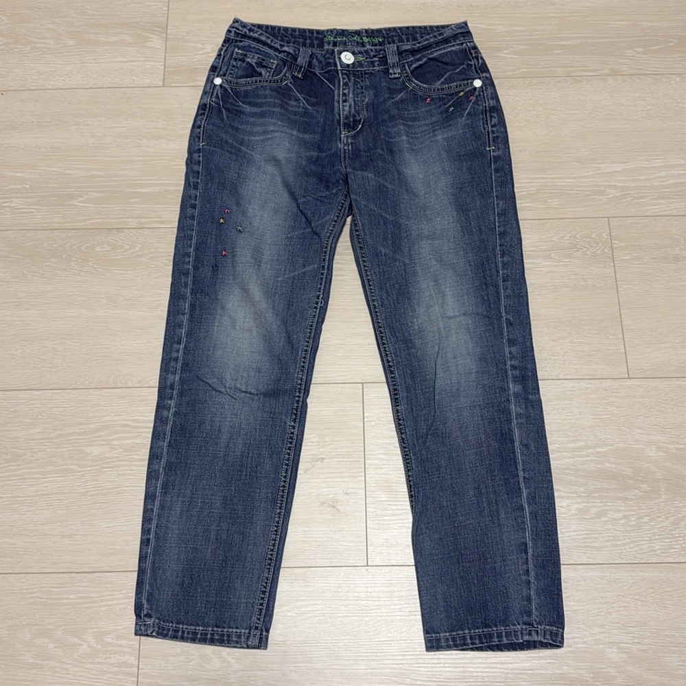 3/$10 Et Boîte  Embroidered Straight Leg Jeans Blue